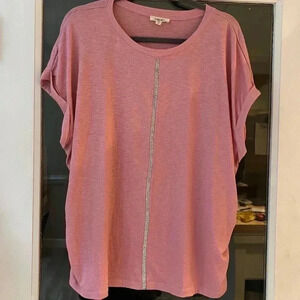 Como Bleu Tee pink with rhinestone detail size 3x